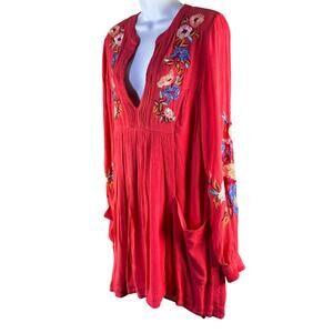 FREE PEOPLE “MIA” Floral Embrodered Pink Mini Dress Women’s Size S